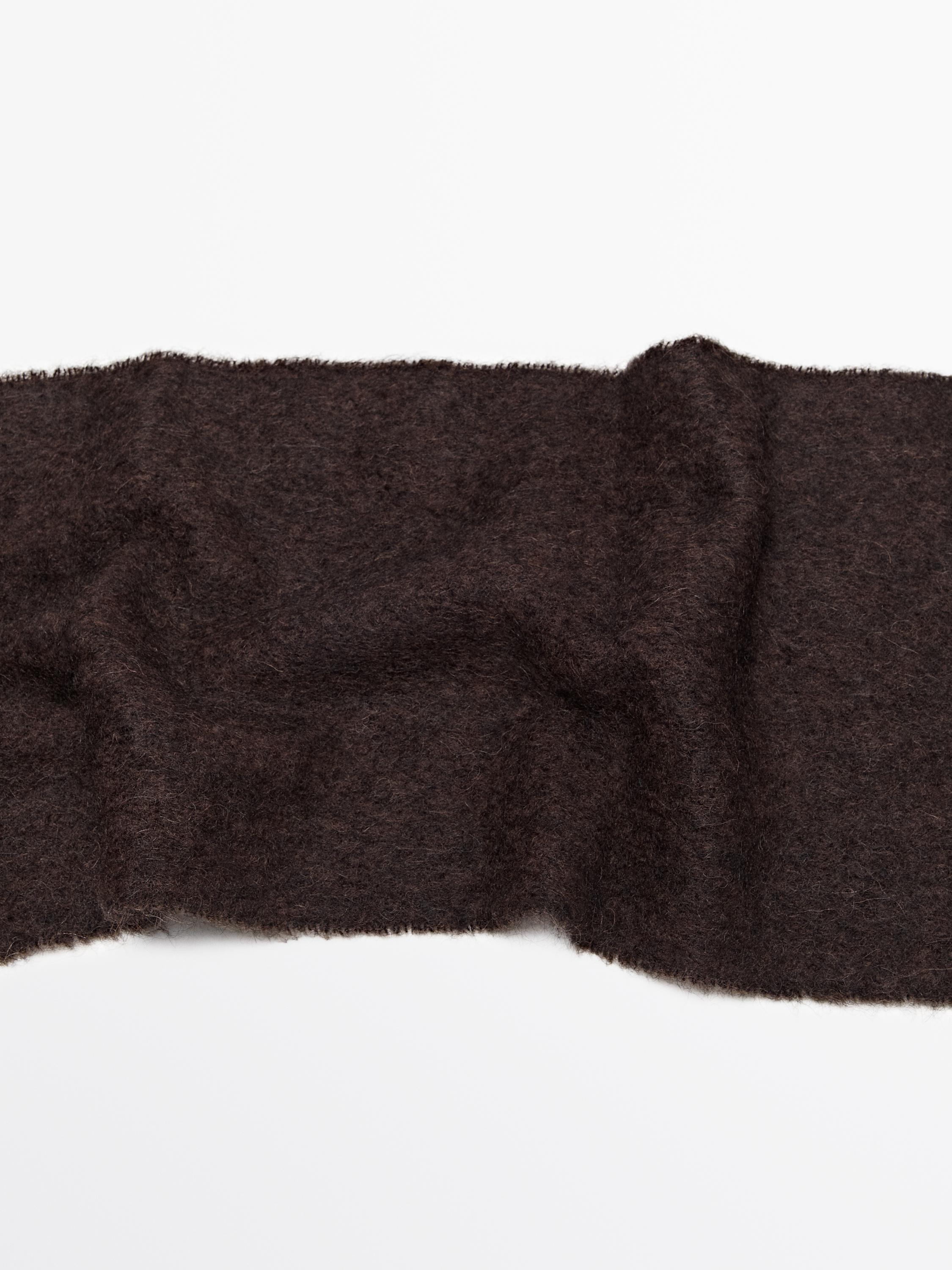 Fringed alpaca and wool blend scarf